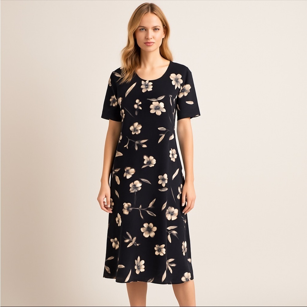 vtg DBY Ltd Womens Floral Dress Size 20 Tie Back Short Sleeves Empire Waste Maxi